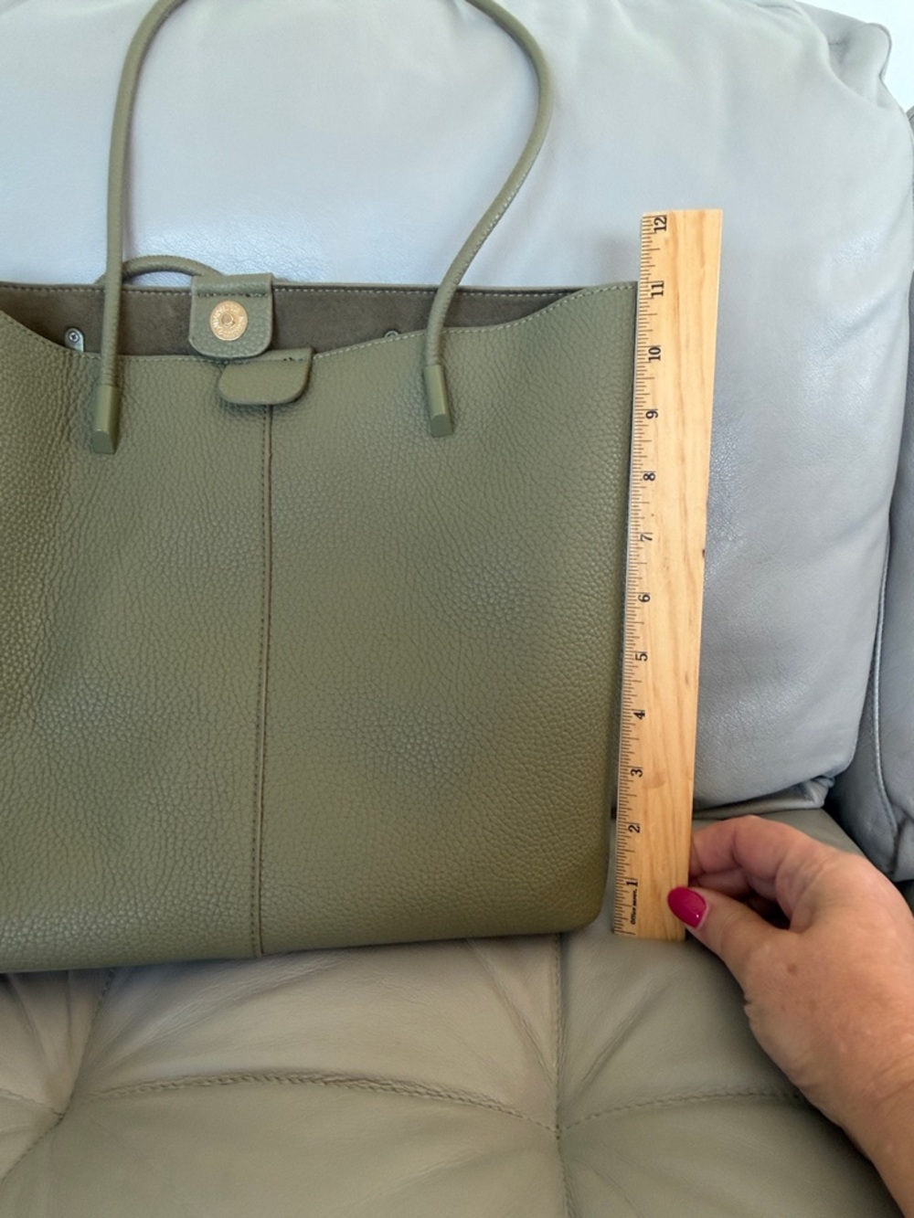 Olive Green Leather Tote Bag - Picture 5 of 5